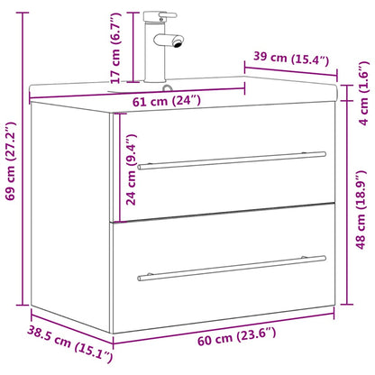 Set Mobili da Bagno 2 pz Rovere Sonoma in Legno Multistrato | homemem39