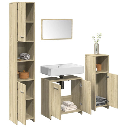 Set Mobili da Bagno 4 pz Rovere Sonoma in Legno Multistrato | homemem39