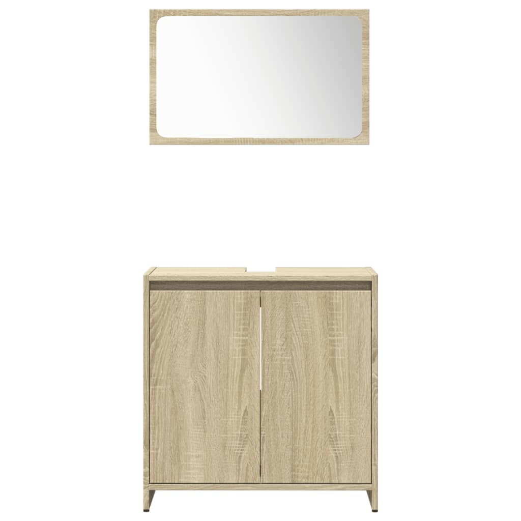 Set Mobili da Bagno 4 pz Rovere Sonoma in Legno Multistrato | homemem39