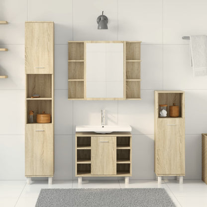 Set Mobili da Bagno 4 pz Rovere Sonoma in Legno Multistrato