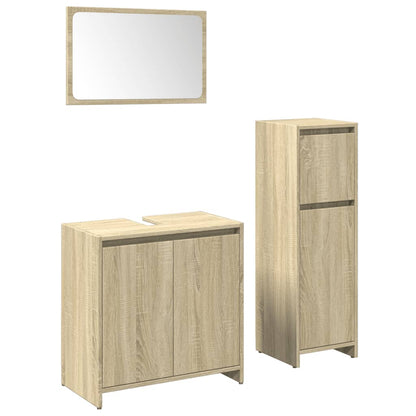 Set Mobili da Bagno 3 pz Rovere Sonoma in Legno Multistrato | homemem39