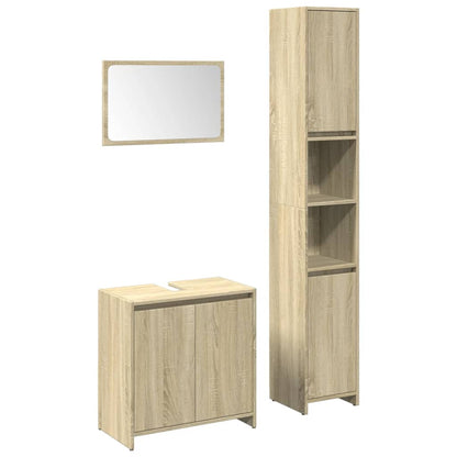 Set Mobili da Bagno 3 pz Rovere Sonoma in Legno Multistrato | homemem39