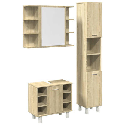 Set Mobili da Bagno 3 pz Rovere Sonoma in Legno Multistrato | homemem39