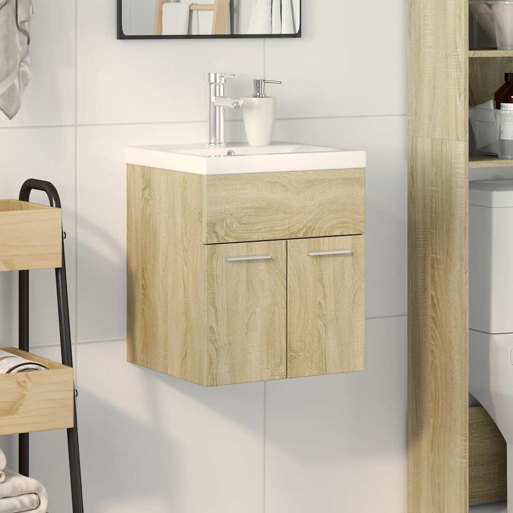 Set Mobili da Bagno 2 pz Rovere Sonoma in Legno Multistrato | homemem39