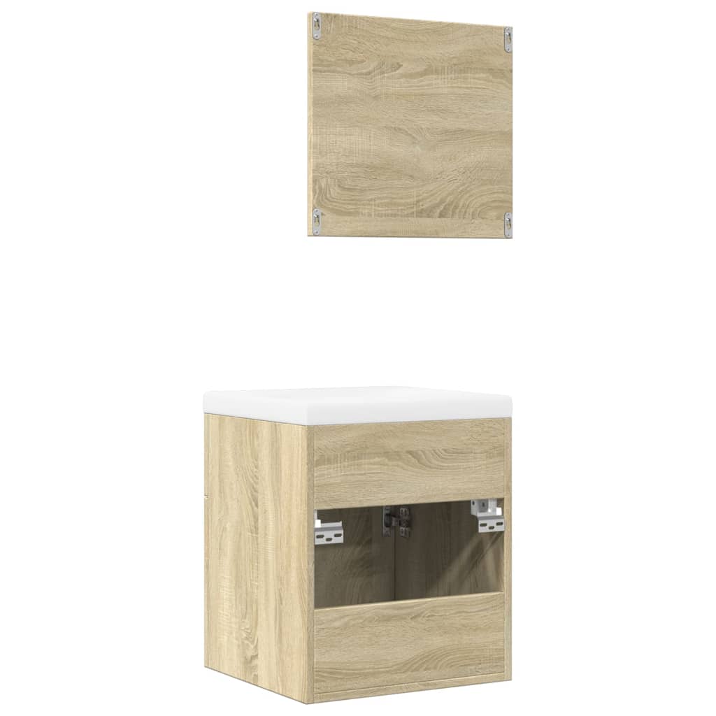 Set Mobili da Bagno 3 pz Rovere Sonoma in Legno Multistrato | homemem39