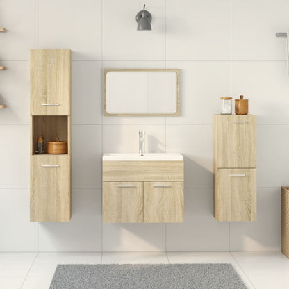 Set Mobili da Bagno 4 pz Rovere Sonoma in Legno Multistrato