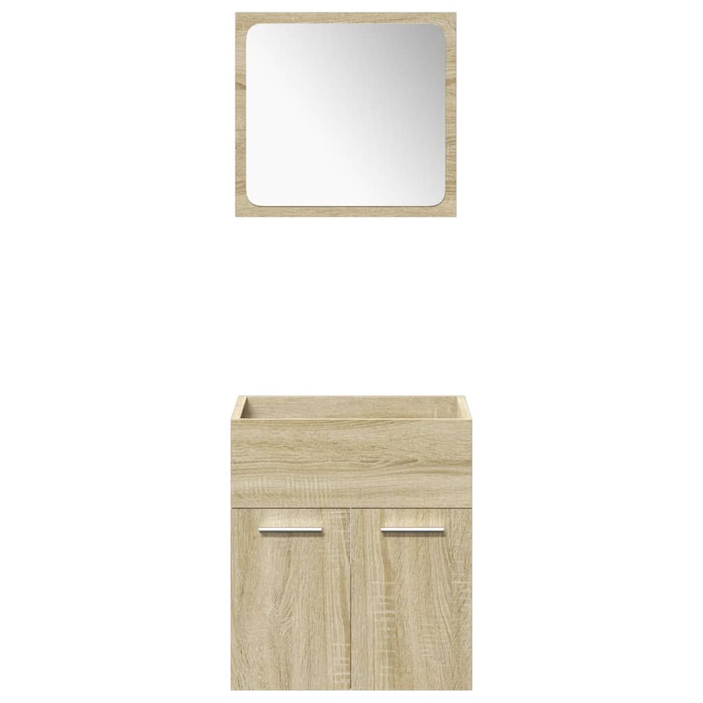 Set Mobili da Bagno 4 pz Rovere Sonoma in Legno Multistrato | homemem39