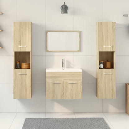 Set Mobili da Bagno 4 pz Rovere Sonoma in Legno Multistrato