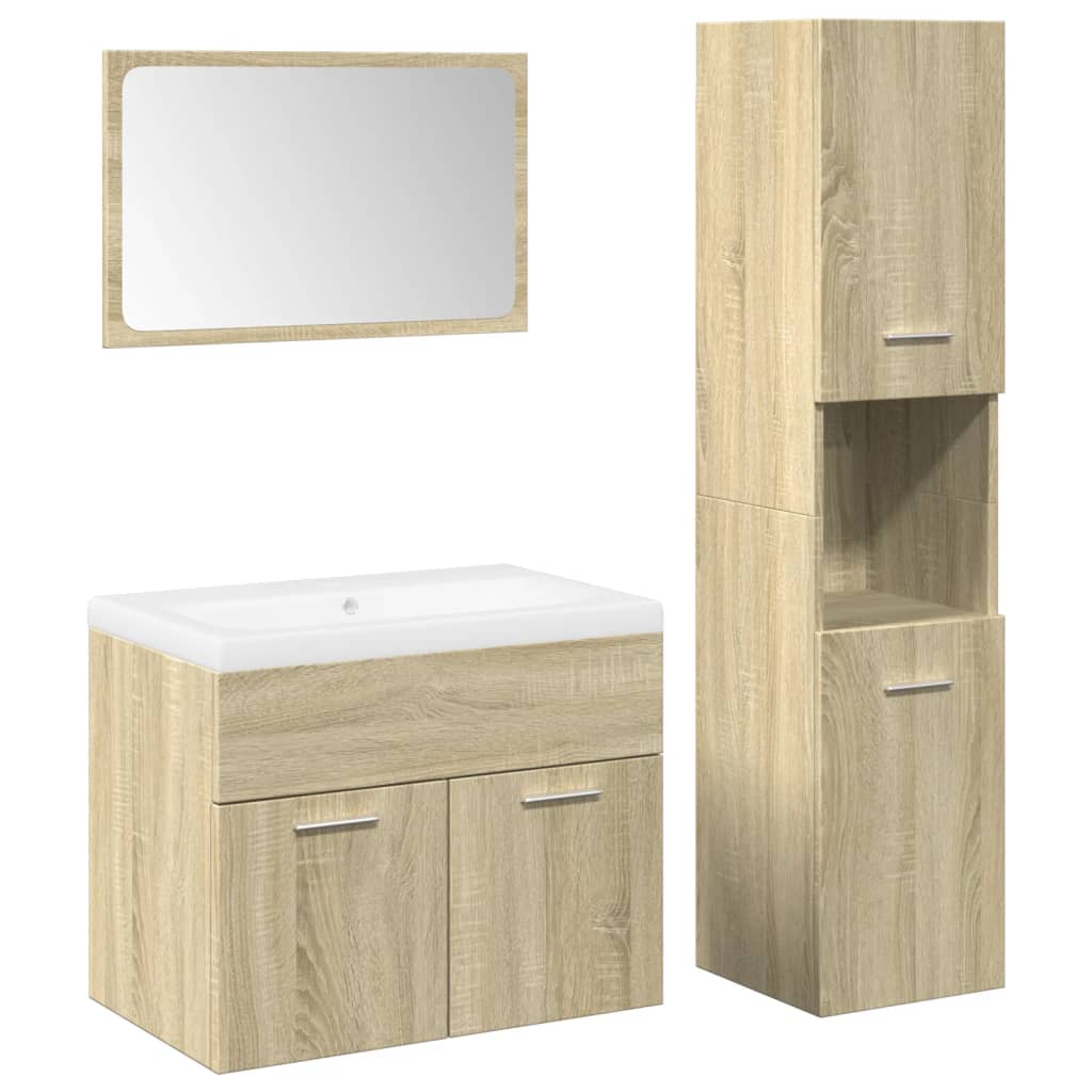 Set Mobili da Bagno 4 pz Rovere Sonoma in Legno Multistrato | homemem39