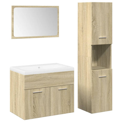 Set Mobili da Bagno 4 pz Rovere Sonoma in Legno Multistrato | homemem39