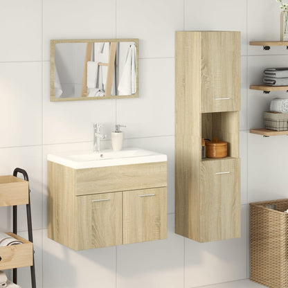 Set Mobili da Bagno 4 pz Rovere Sonoma in Legno Multistrato | homemem39