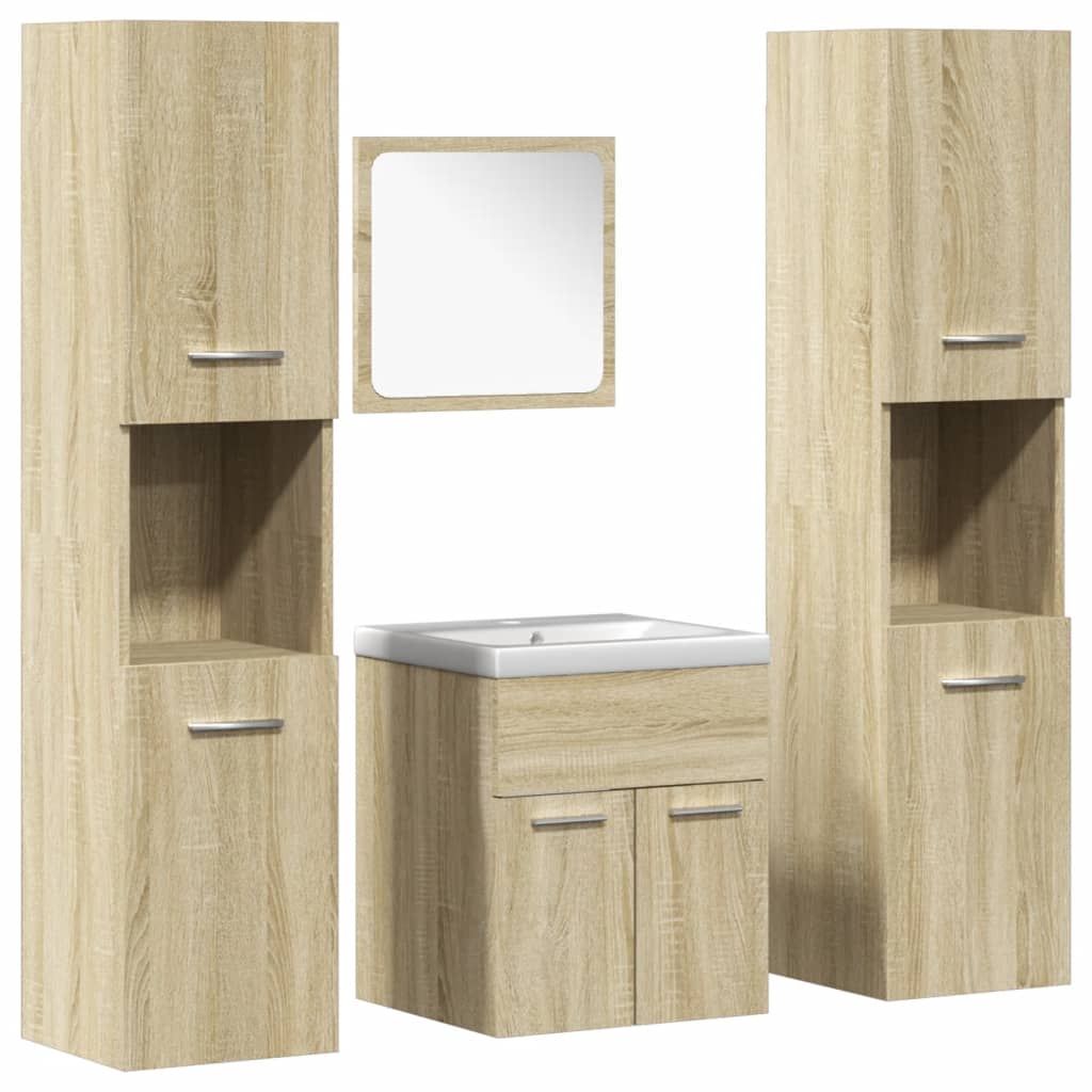 Set Mobili da Bagno 5 pz Rovere Sonoma in Legno Multistrato | homemem39
