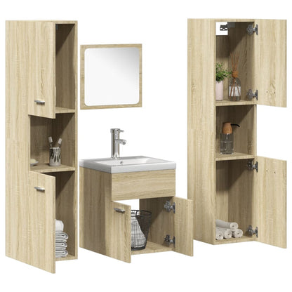 Set Mobili da Bagno 5 pz Rovere Sonoma in Legno Multistrato | homemem39