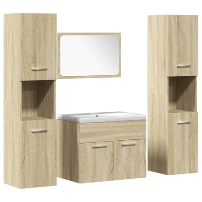 Set Mobili da Bagno 5 pz Rovere Sonoma in Legno Multistrato