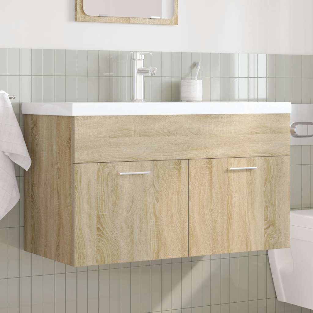 Mobile da Bagno con Lavabo Integrato e Rubinetto Rovere Sonoma | homemem39