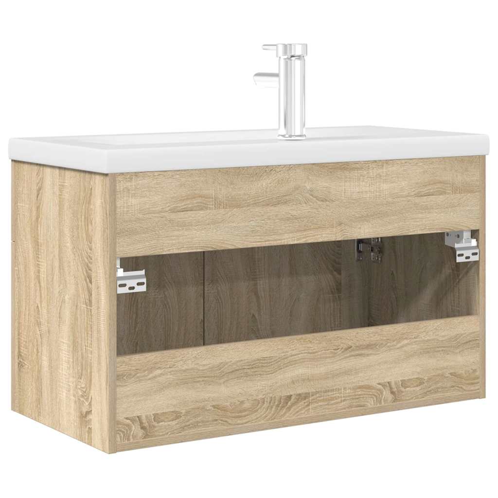 Mobile da Bagno con Lavabo Integrato e Rubinetto Rovere Sonoma | homemem39
