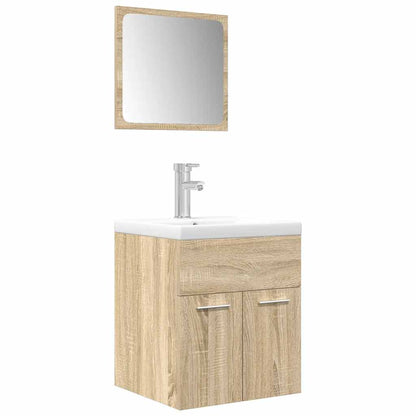 Set Mobili da Bagno 3 pz Rovere Sonoma in Legno Multistrato | homemem39