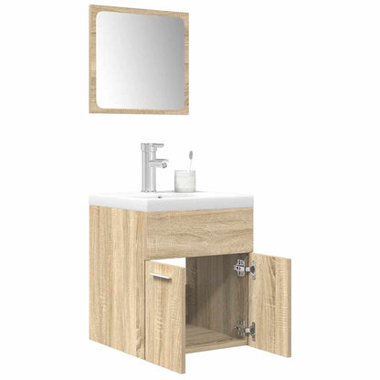 Set Mobili da Bagno 3 pz Rovere Sonoma in Legno Multistrato | homemem39