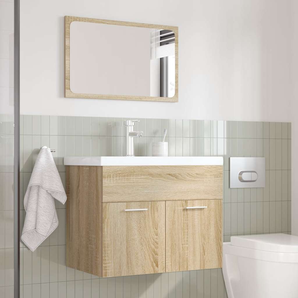 Set Mobili da Bagno 3 pz Rovere Sonoma in Legno Multistrato | homemem39