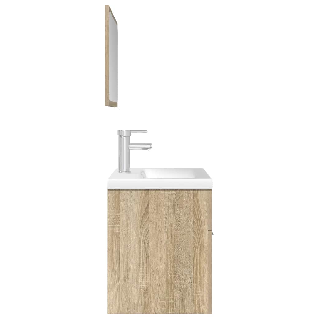 Set Mobili da Bagno 3 pz Rovere Sonoma in Legno Multistrato | homemem39
