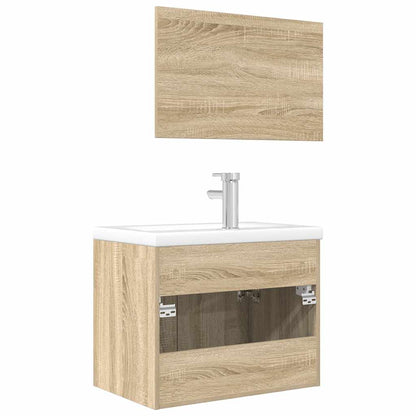 Set Mobili da Bagno 3 pz Rovere Sonoma in Legno Multistrato | homemem39