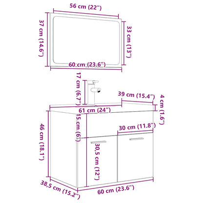 Set Mobili da Bagno 3 pz Rovere Sonoma in Legno Multistrato | homemem39