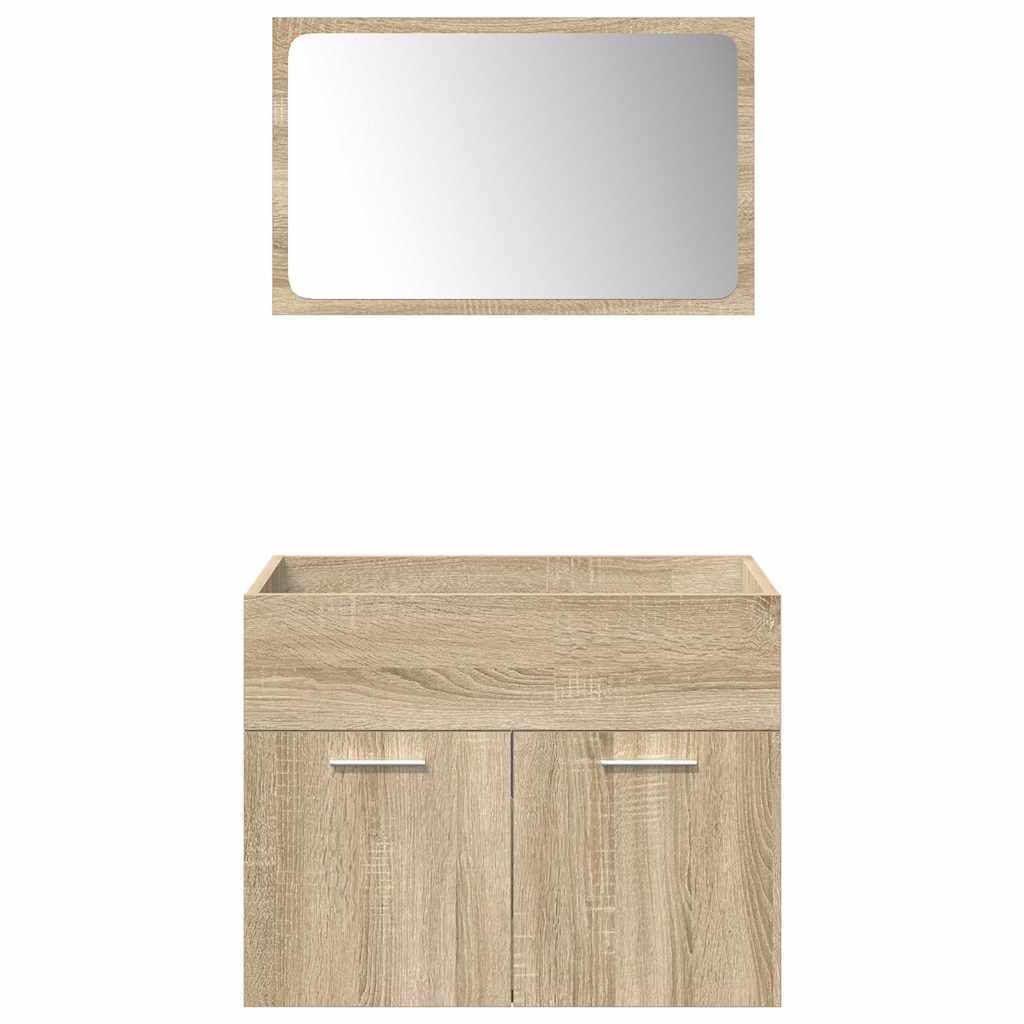 Set Mobili da Bagno 5 pz Rovere Sonoma in Legno Multistrato