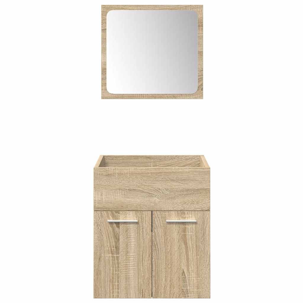 Set Mobili da Bagno 4 pz Rovere Sonoma in Legno Multistrato | homemem39