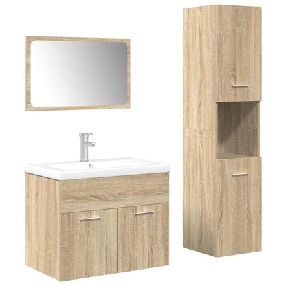 Set Mobili da Bagno 4 pz Rovere Sonoma in Legno Multistrato | homemem39