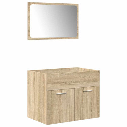 Set Mobili da Bagno 4 pz Rovere Sonoma in Legno Multistrato | homemem39