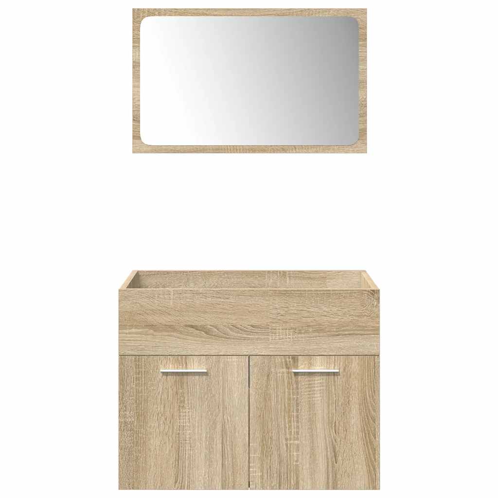 Set Mobili da Bagno 4 pz Rovere Sonoma in Legno Multistrato | homemem39