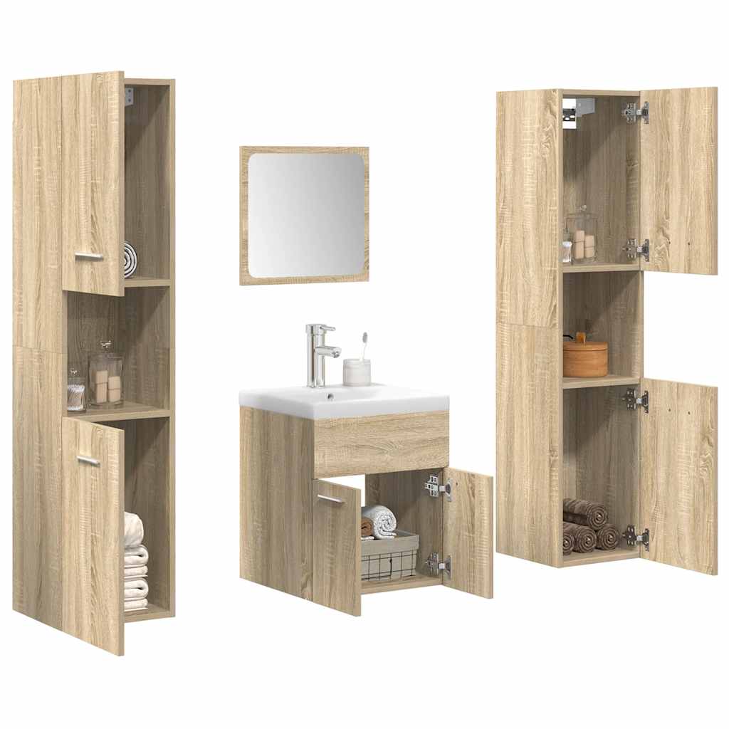 Set Mobili da Bagno 5 pz Rovere Sonoma in Legno Multistrato | homemem39