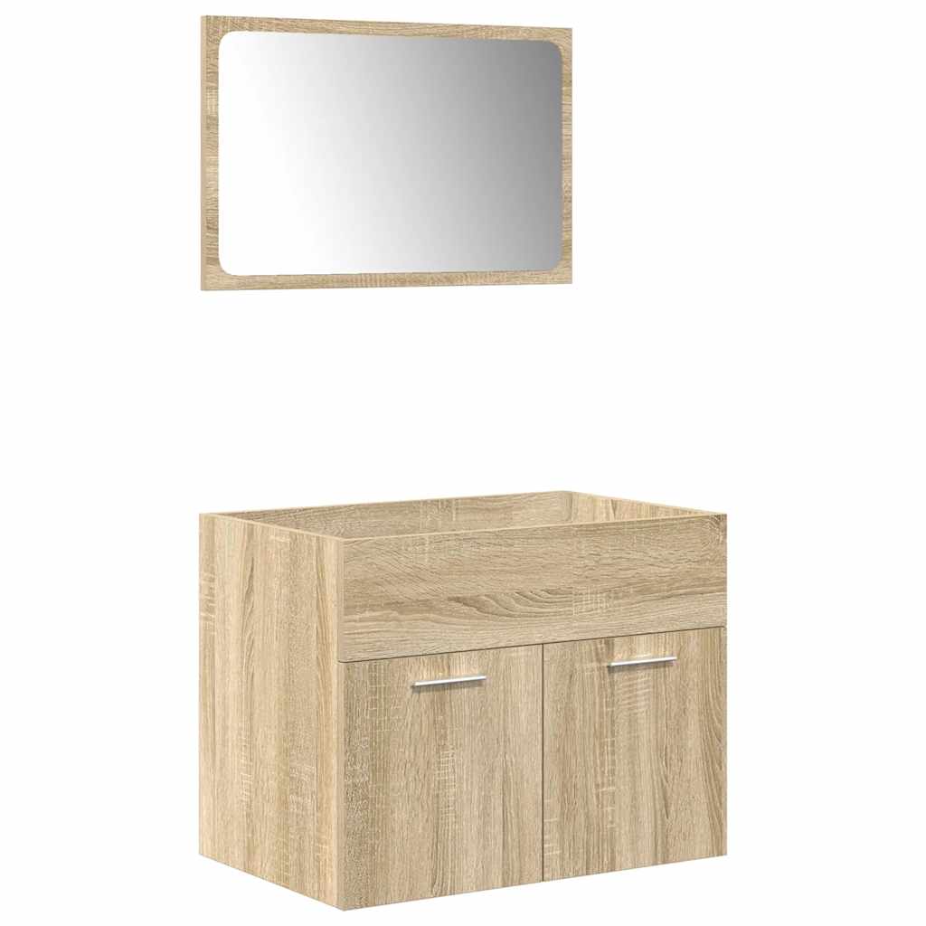 Set Mobili da Bagno 5 pz Rovere Sonoma in Legno Multistrato