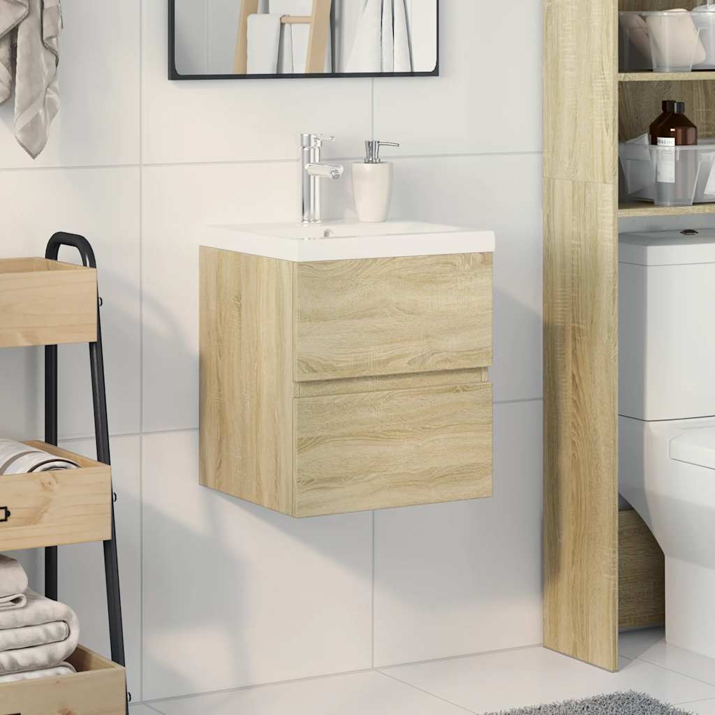 Set Mobili da Bagno 2 pz Rovere Sonoma in Legno Multistrato | homemem39