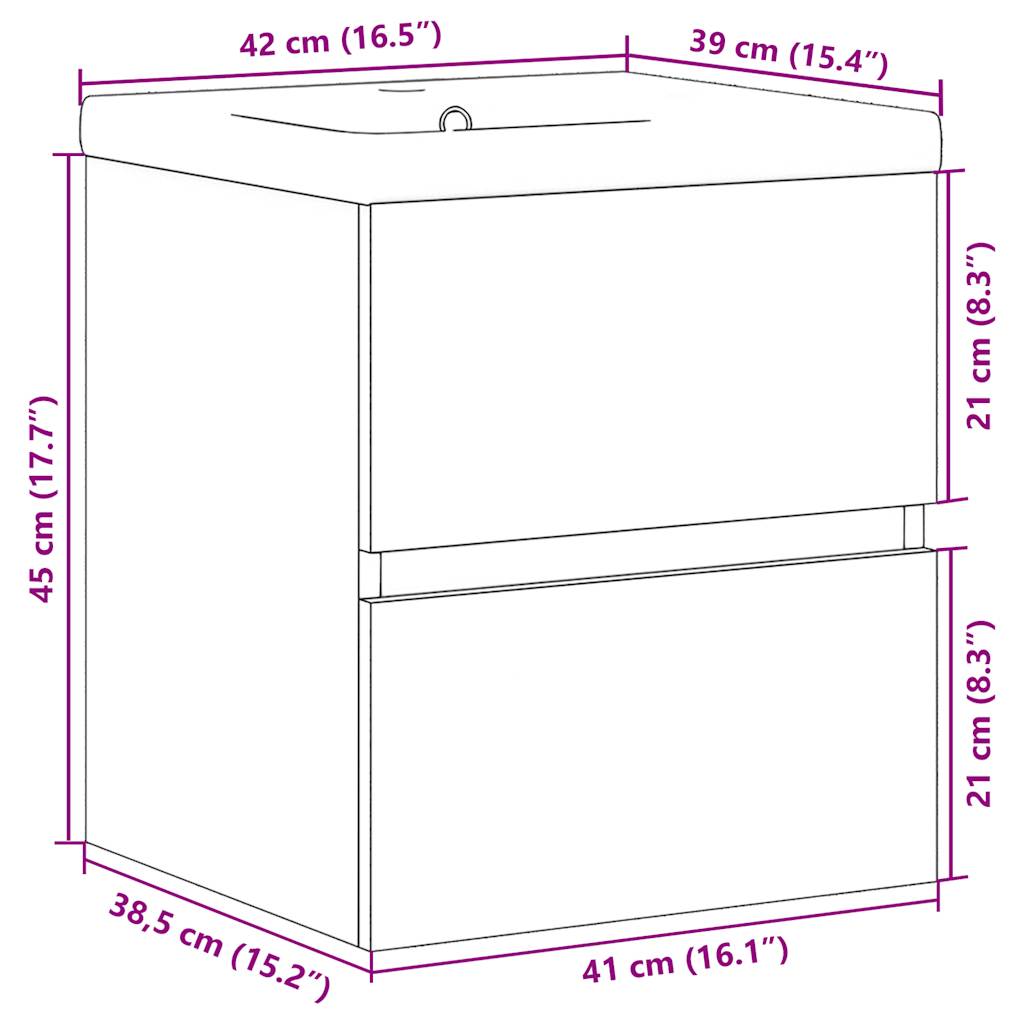 Set Mobili da Bagno 2 pz Rovere Sonoma in Legno Multistrato | homemem39