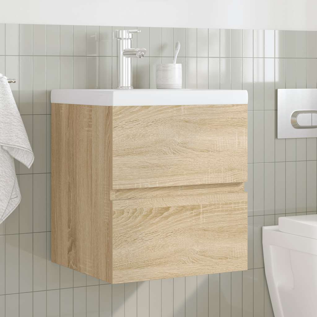 Set Mobili da Bagno 2 pz Rovere Sonoma in Legno Multistrato | homemem39