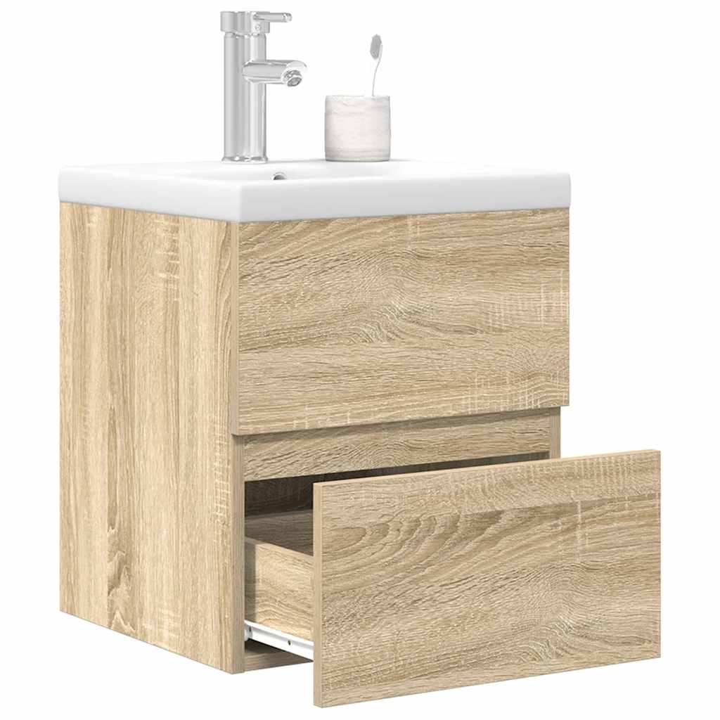 Set Mobili da Bagno 2 pz Rovere Sonoma in Legno Multistrato | homemem39