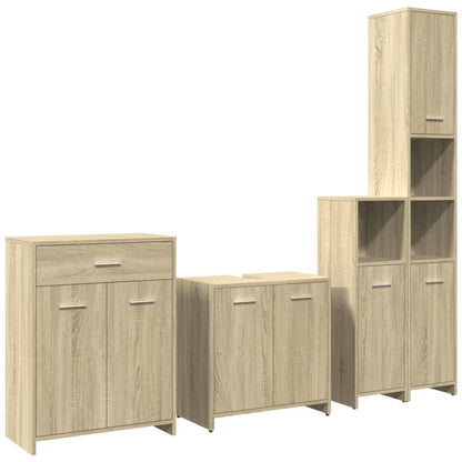 Set Mobili da Bagno 4 pz Rovere Sonoma in Legno Multistrato | homemem39