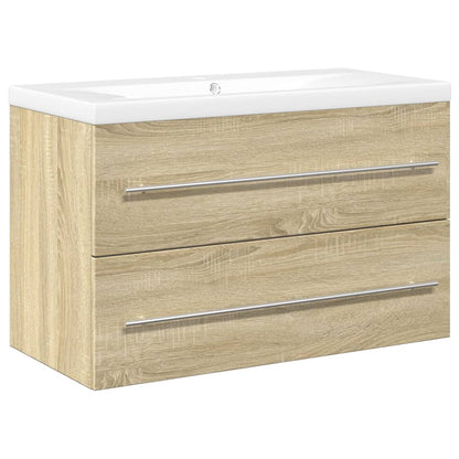 Set Mobili da Bagno 2 pz Rovere Sonoma in Legno Multistrato | homemem39