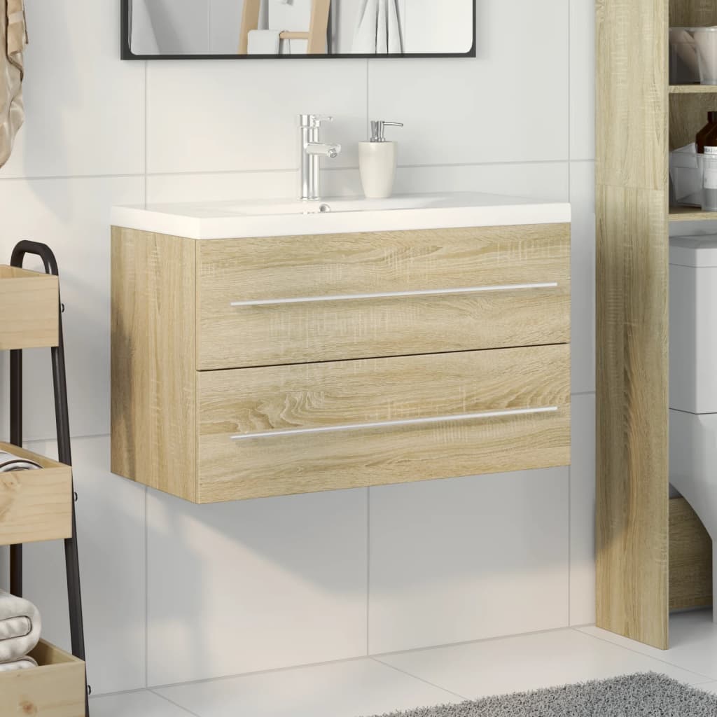 Set Mobili da Bagno 2 pz Rovere Sonoma in Legno Multistrato | homemem39