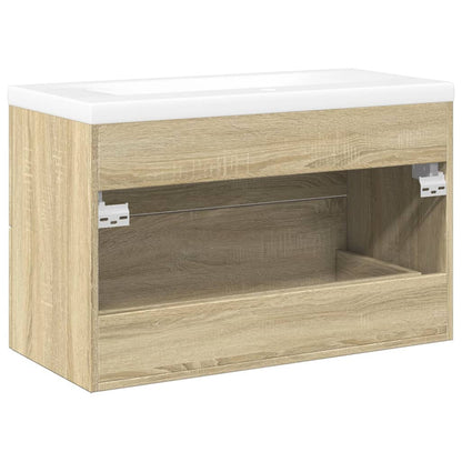 Set Mobili da Bagno 2 pz Rovere Sonoma in Legno Multistrato | homemem39