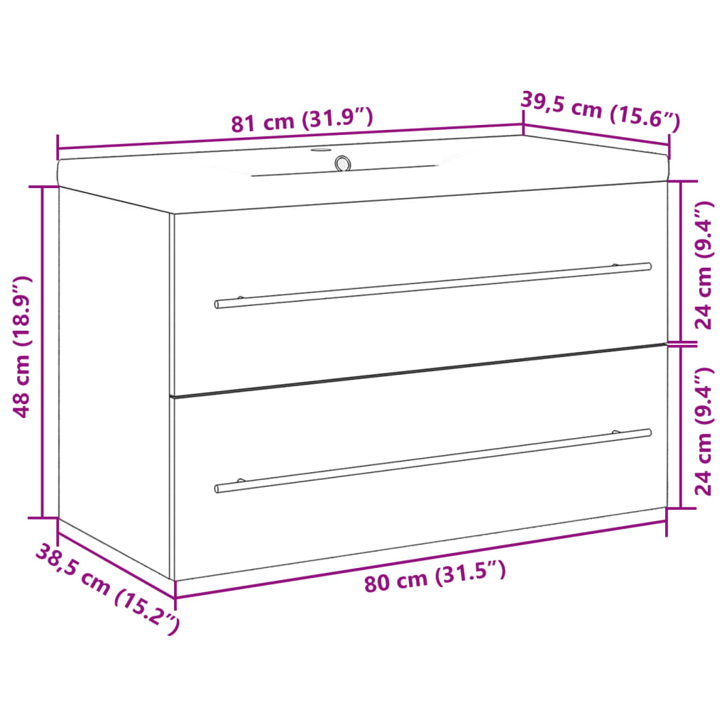 Set Mobili da Bagno 2 pz Rovere Sonoma in Legno Multistrato | homemem39
