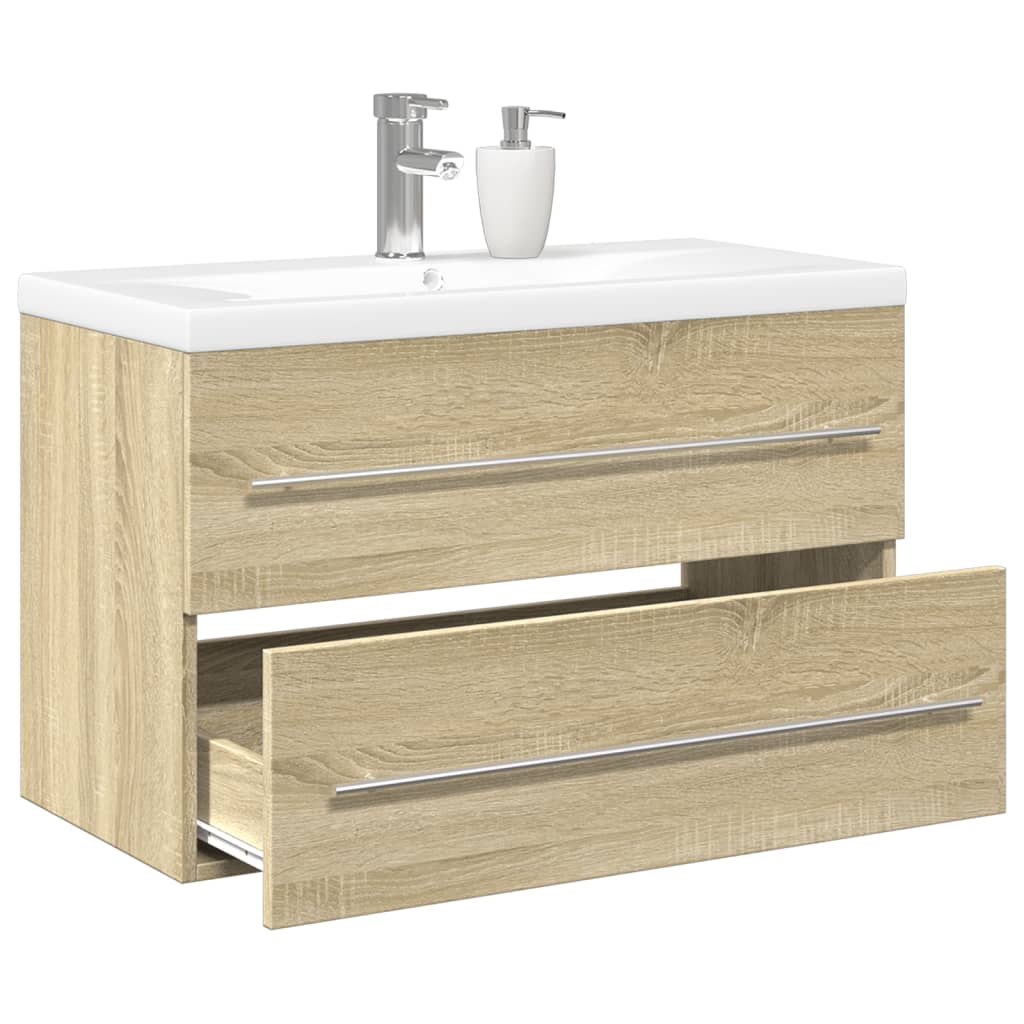Set Mobili da Bagno 2 pz Rovere Sonoma in Legno Multistrato | homemem39