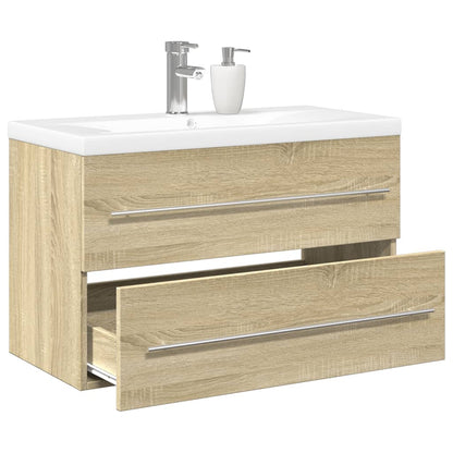 Set Mobili da Bagno 2 pz Rovere Sonoma in Legno Multistrato | homemem39