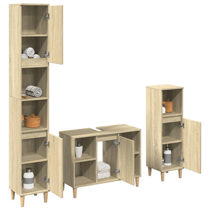 Set Mobili da Bagno 3 pz Rovere Sonoma in Legno Multistrato | homemem39