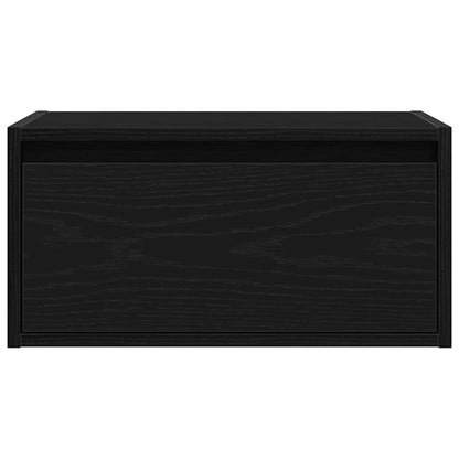 Comodino a Parete con Luci LED Rovere Nero - homemem39