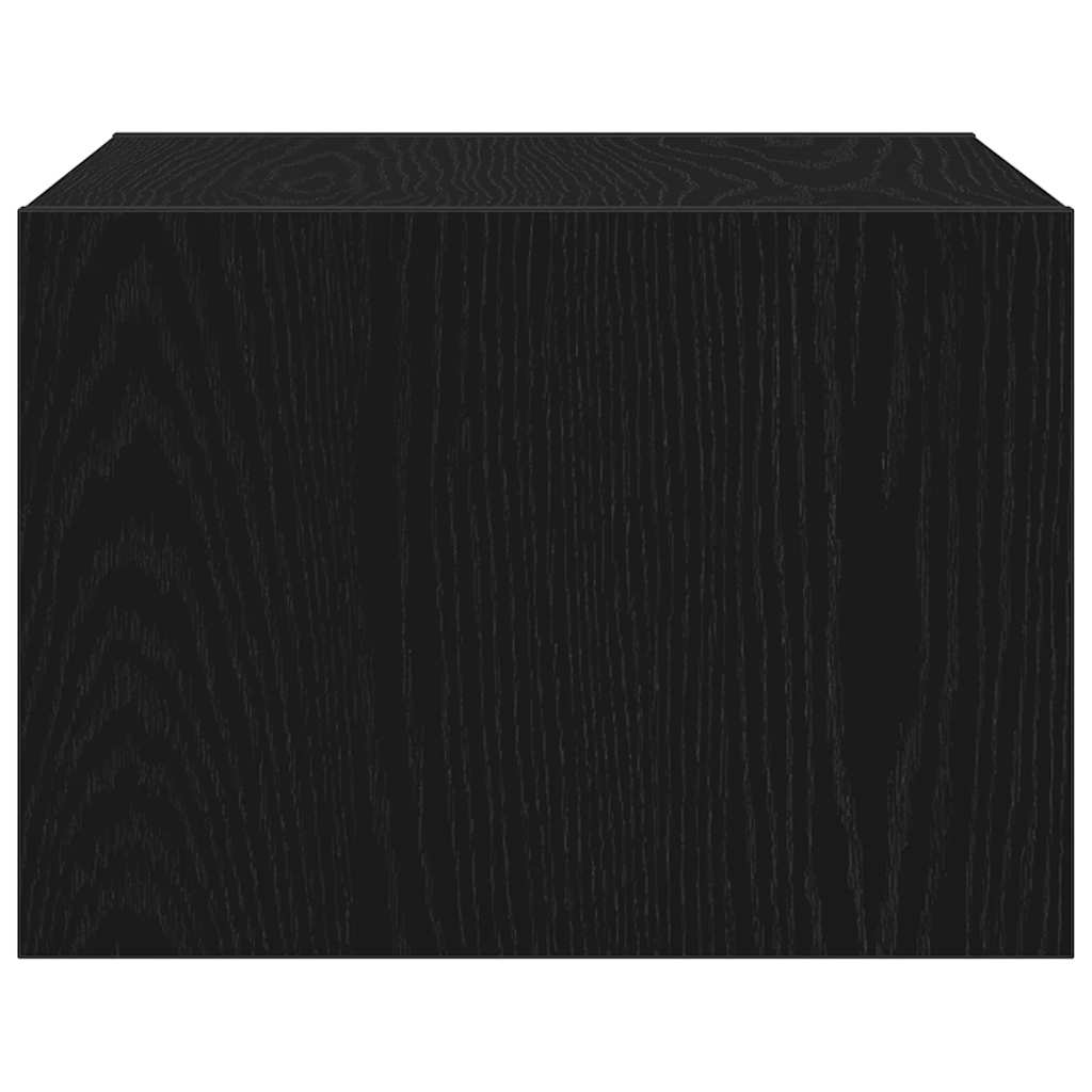 Comodini a Parete con Luci LED 2 pz Rovere Neri - homemem39