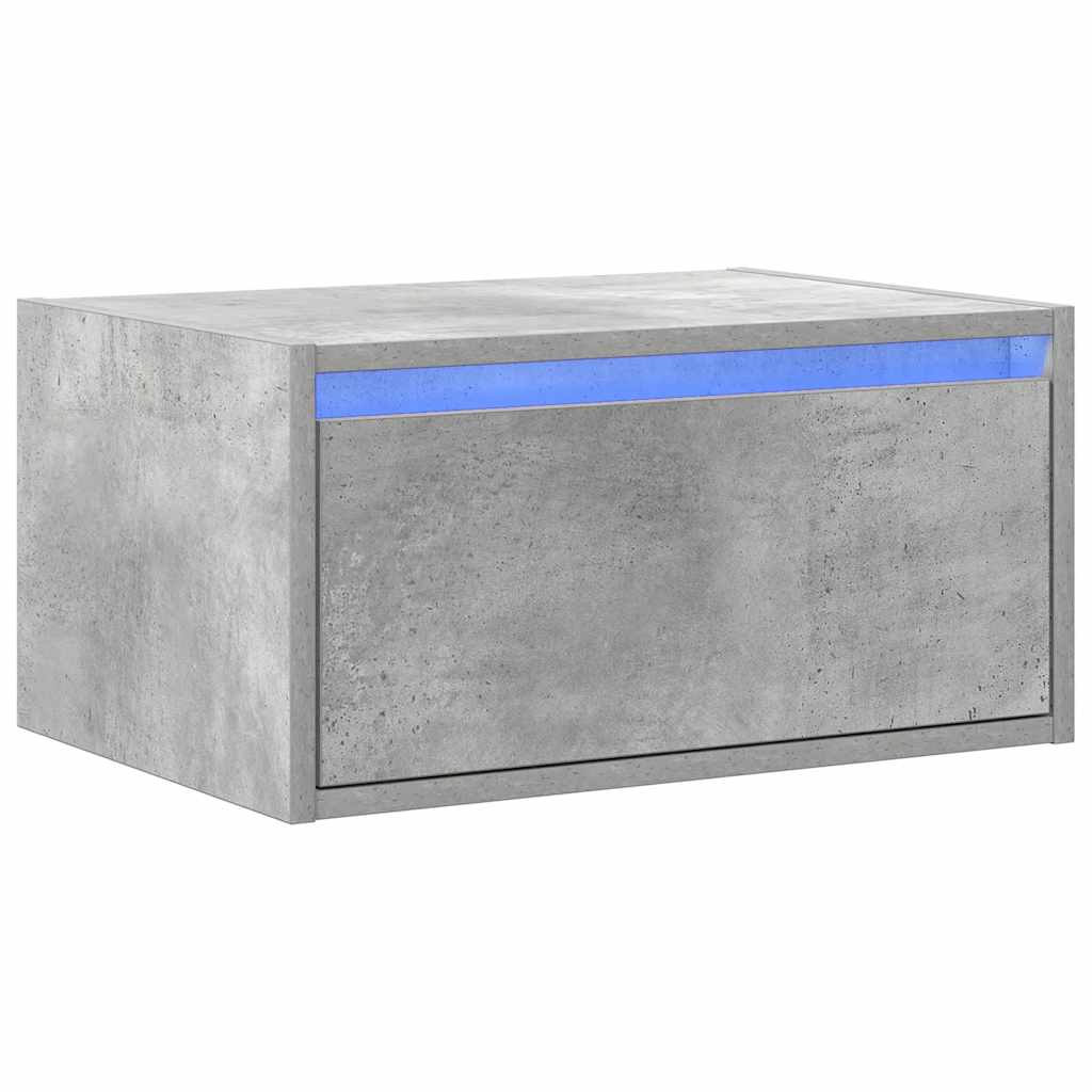 Comodino a Parete con Luci LED Grigio Cemento - homemem39