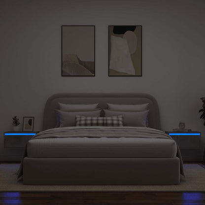 Comodini a Parete con Luci LED 2 pz Grigio Cemento - homemem39