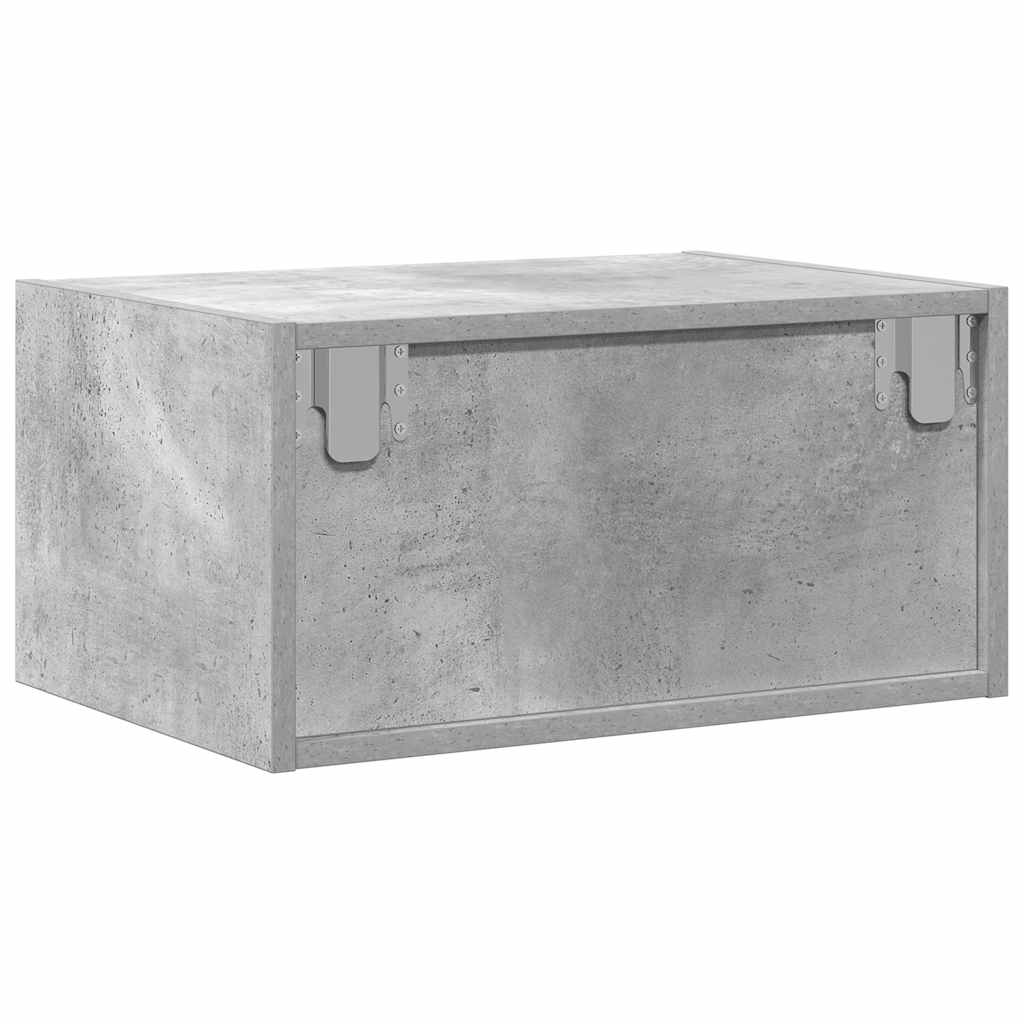 Comodini a Parete con Luci LED 2 pz Grigio Cemento